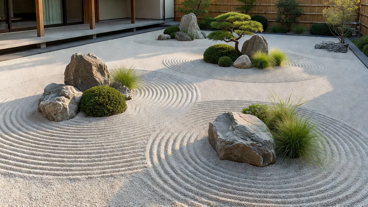 禅スタイルの砂利庭