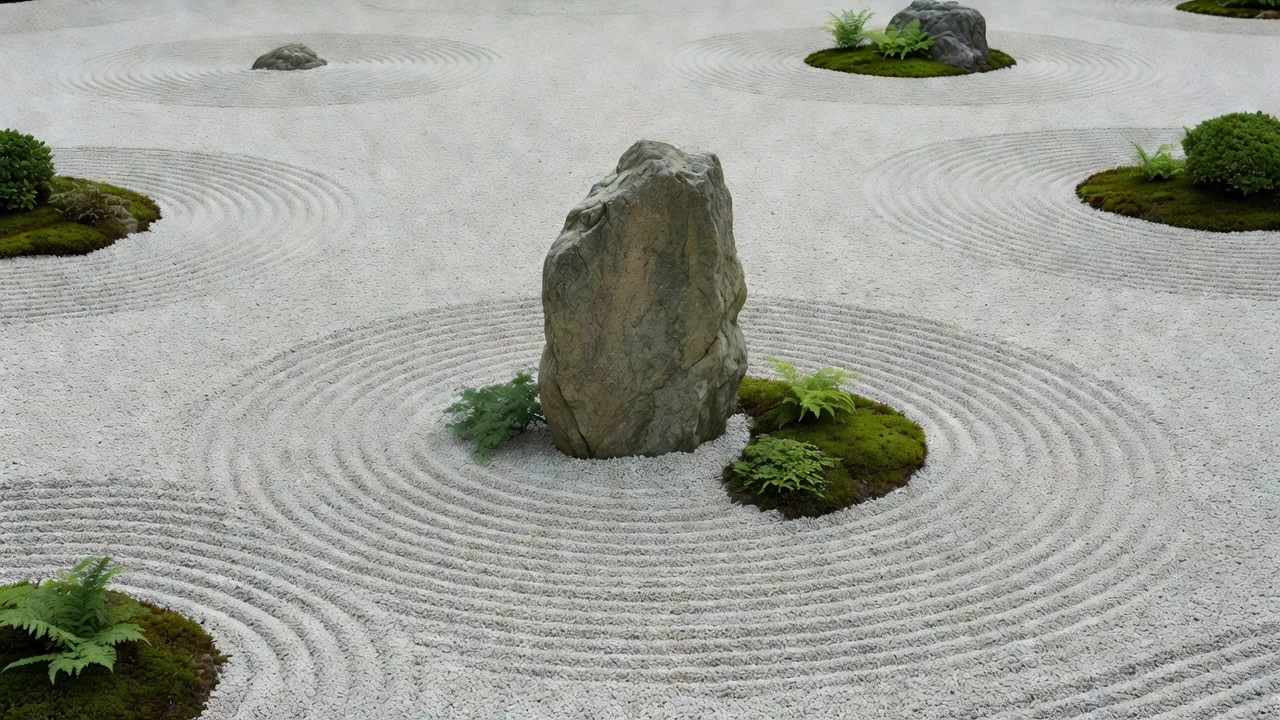 立石と砂利を組み合わせた庭