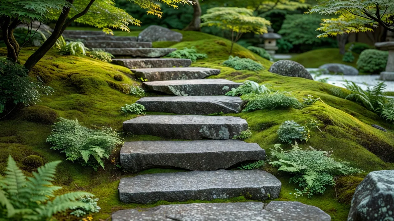 緩やかな傾斜の石段