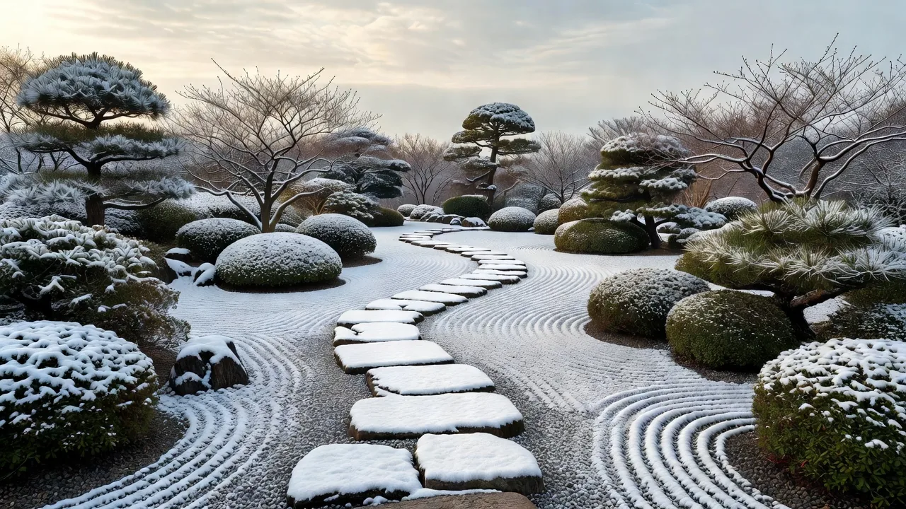 雪景色の石庭